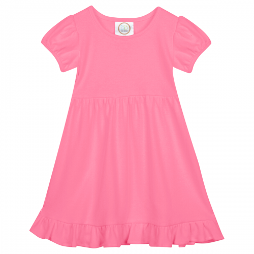 Short Sleeve Ruffle Dress - Pink