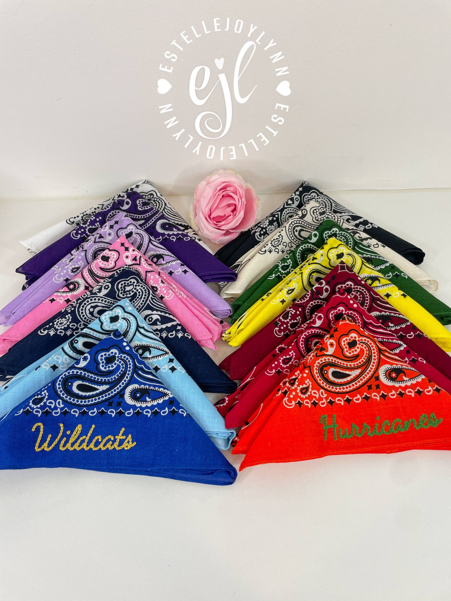 Hair Bandana Bows CUSTOM School Spirit Embroidered