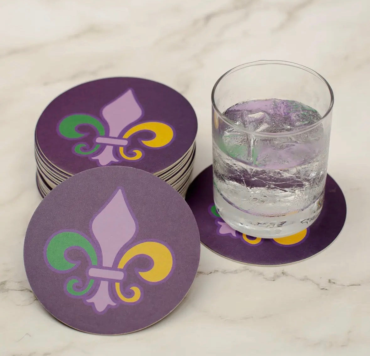 Mardi Gras Fleur De Lis Paper Coasters - Set of 20