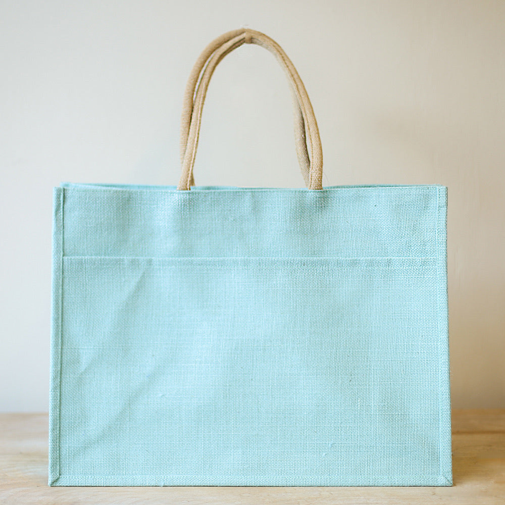 Jute Pocket Tote Blue