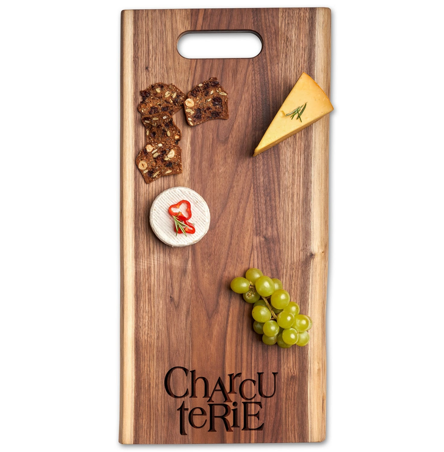 Live Edge Walnut Single Handle Charcuterie Board | Charcuterie A | 24" x 12"