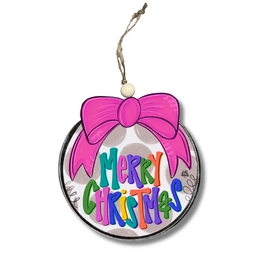 DK: Merry and Bright Bow "Merry Christmas" Ornament