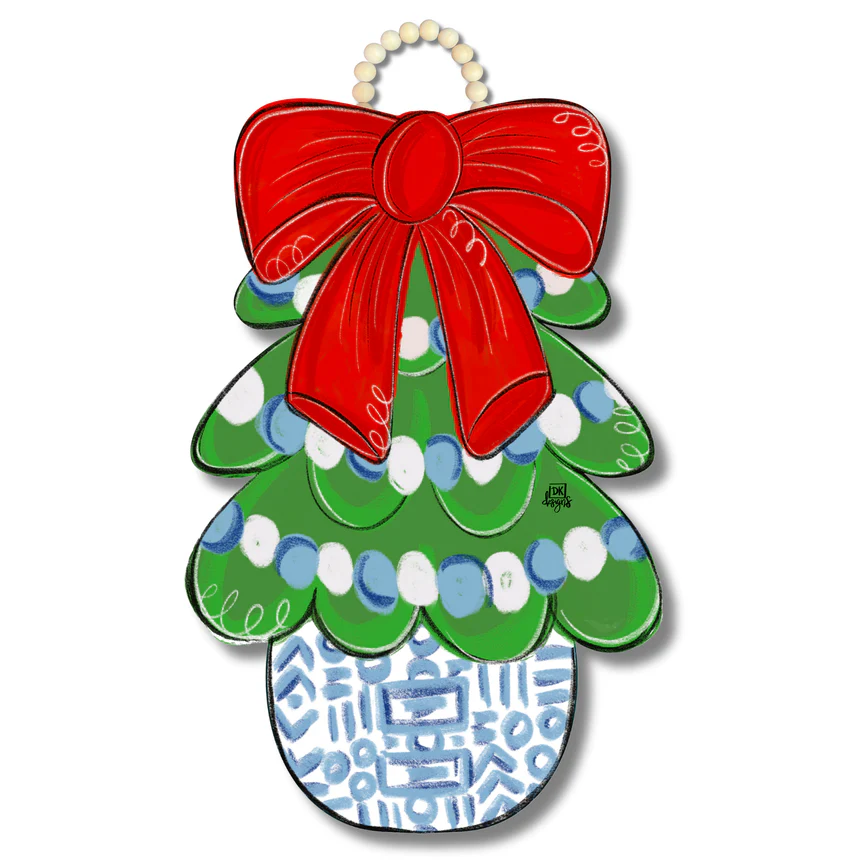 DK: Red Chinoiserie Tree Door Hanger