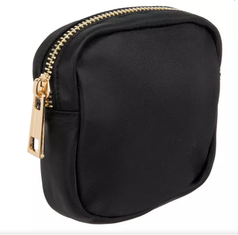 Black Nylon Square Zipper Pouch