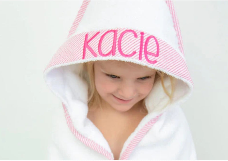 Seer Sucker Hooded Towel - Pink
