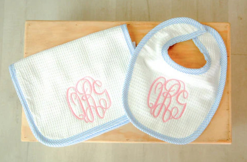 Seer Sucker Bib - Blue