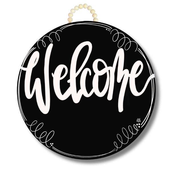 Black Circle "Welcome" Hanger + Mini
