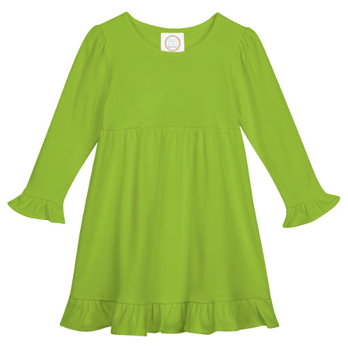 Long Sleeve Ruffle Dress - Lime
