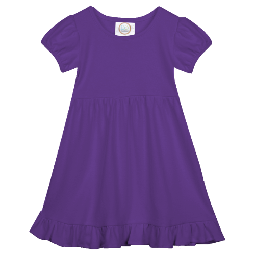 Short Sleeve Ruffle Dress - Purple