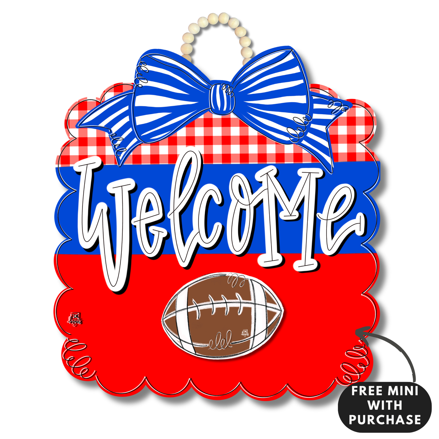 Red and Blue Football Scallop w / mini