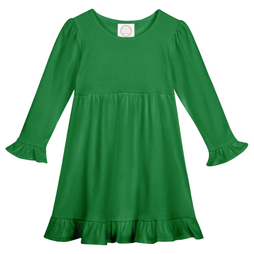 Long Sleeve Ruffle Dress - Green