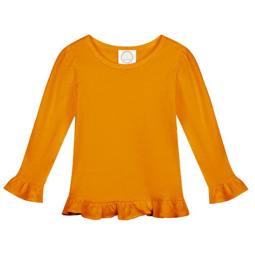 Long Sleeve Ruffle Shirt - Orange