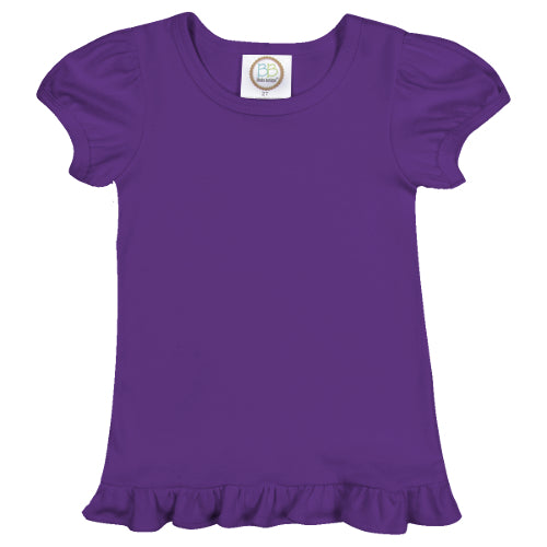 Short Sleeve Ruffle Shirt - Purple