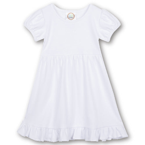 Short Sleeve Ruffle Dress - White