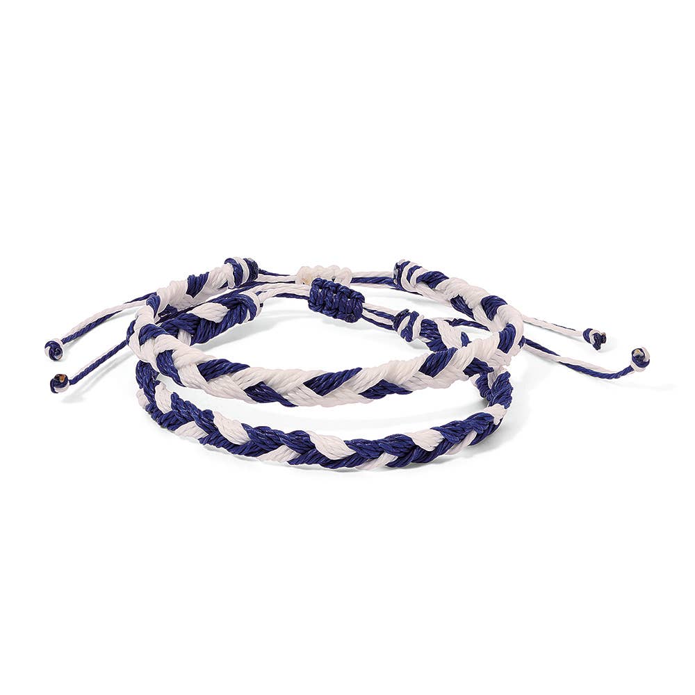 Team Colors | Fanfare Braided Bracelets, Set2 | Navy+White