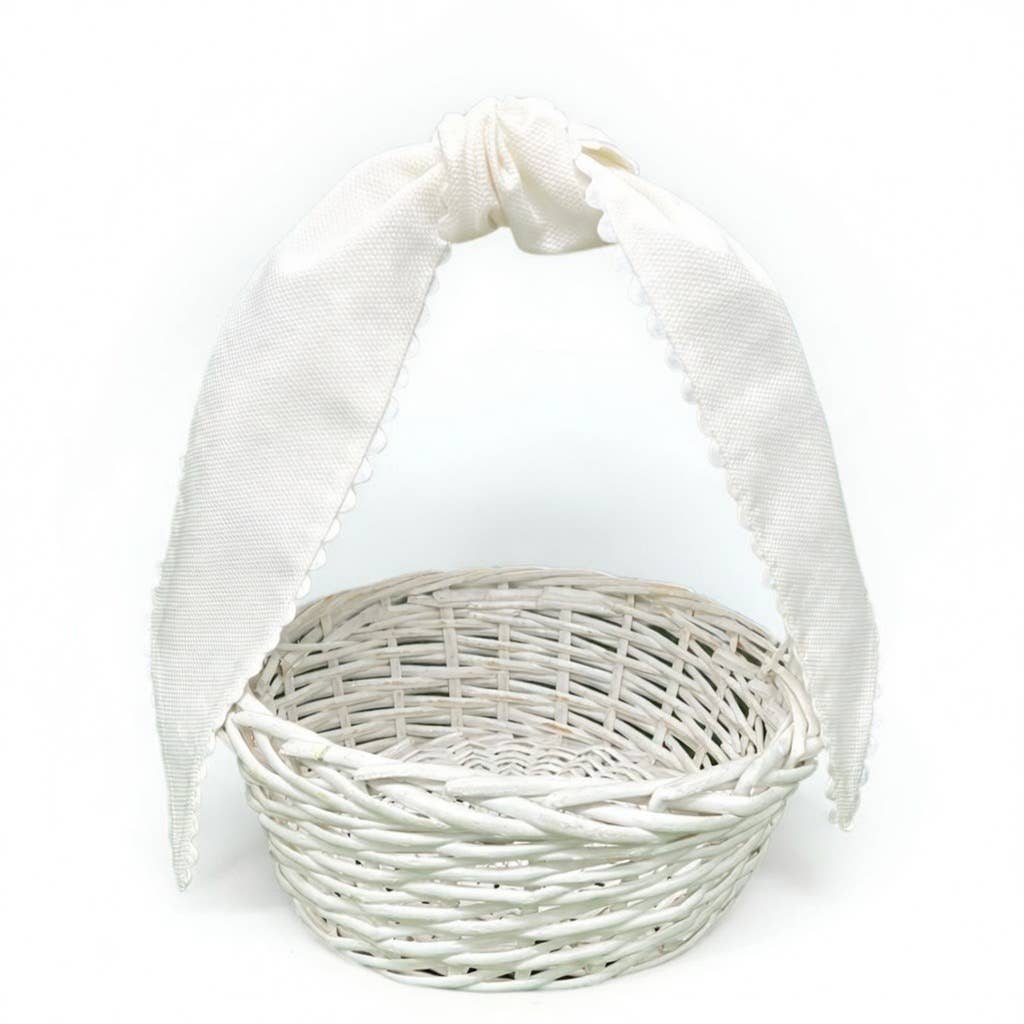 White Cotton Pique Sash with Trim