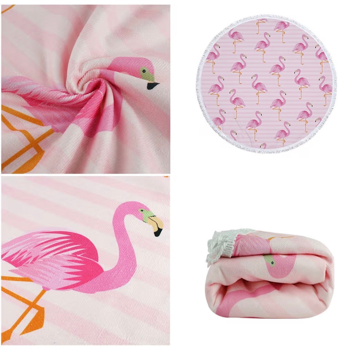 Round Flamingo Beach Towel