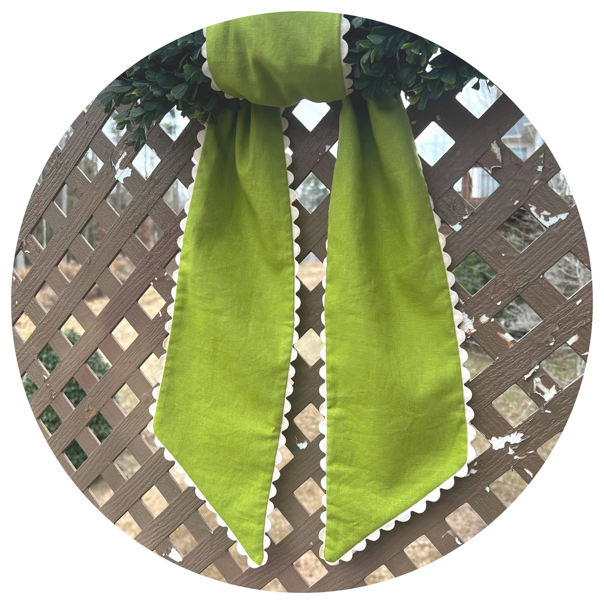 Custom Linen Sashes with Trim 