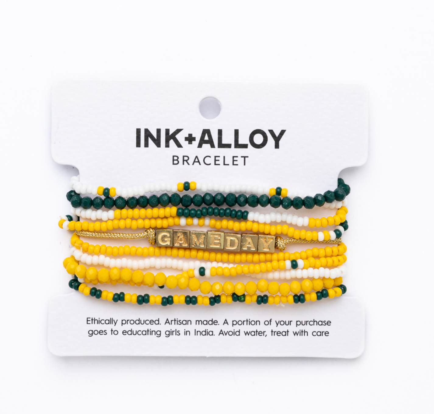 Bracelet Stack Game Day Green + Yellow + White  Wholesale