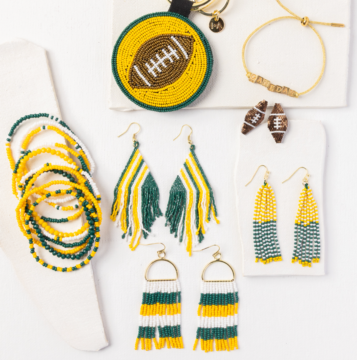 Bracelet Stack Game Day Green + Yellow + White  Wholesale