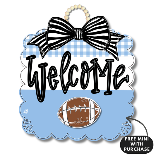 DK Powder Blue and White Football Scallop w / mini