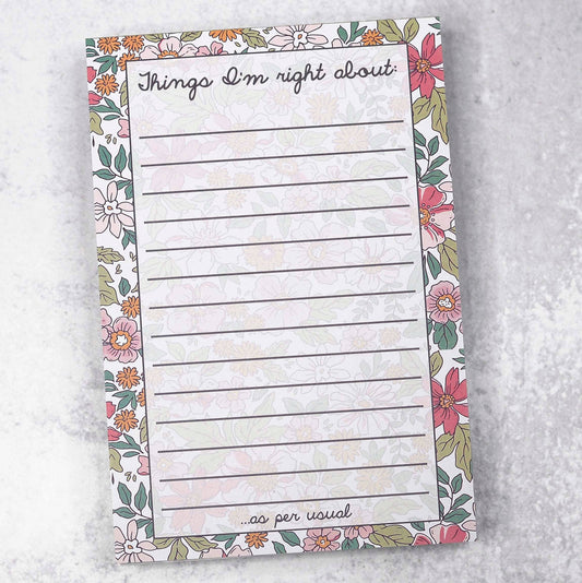 Things I'm Right About Funny Notepad