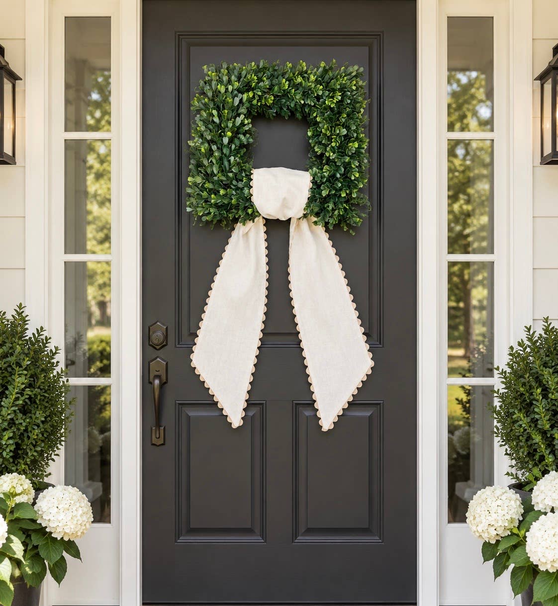 Custom Linen Sashes with Trim 
