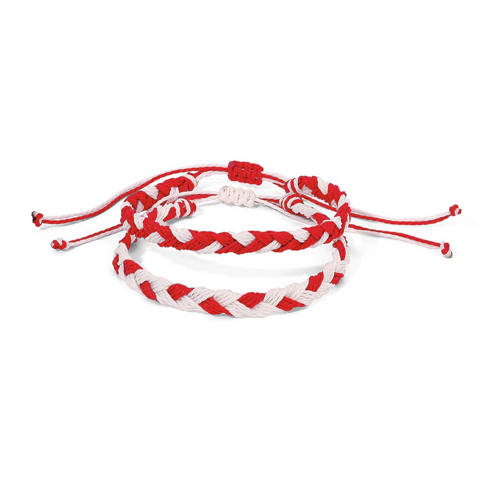 Team Colors | Fanfare Braided Bracelets Set2 | Red+White