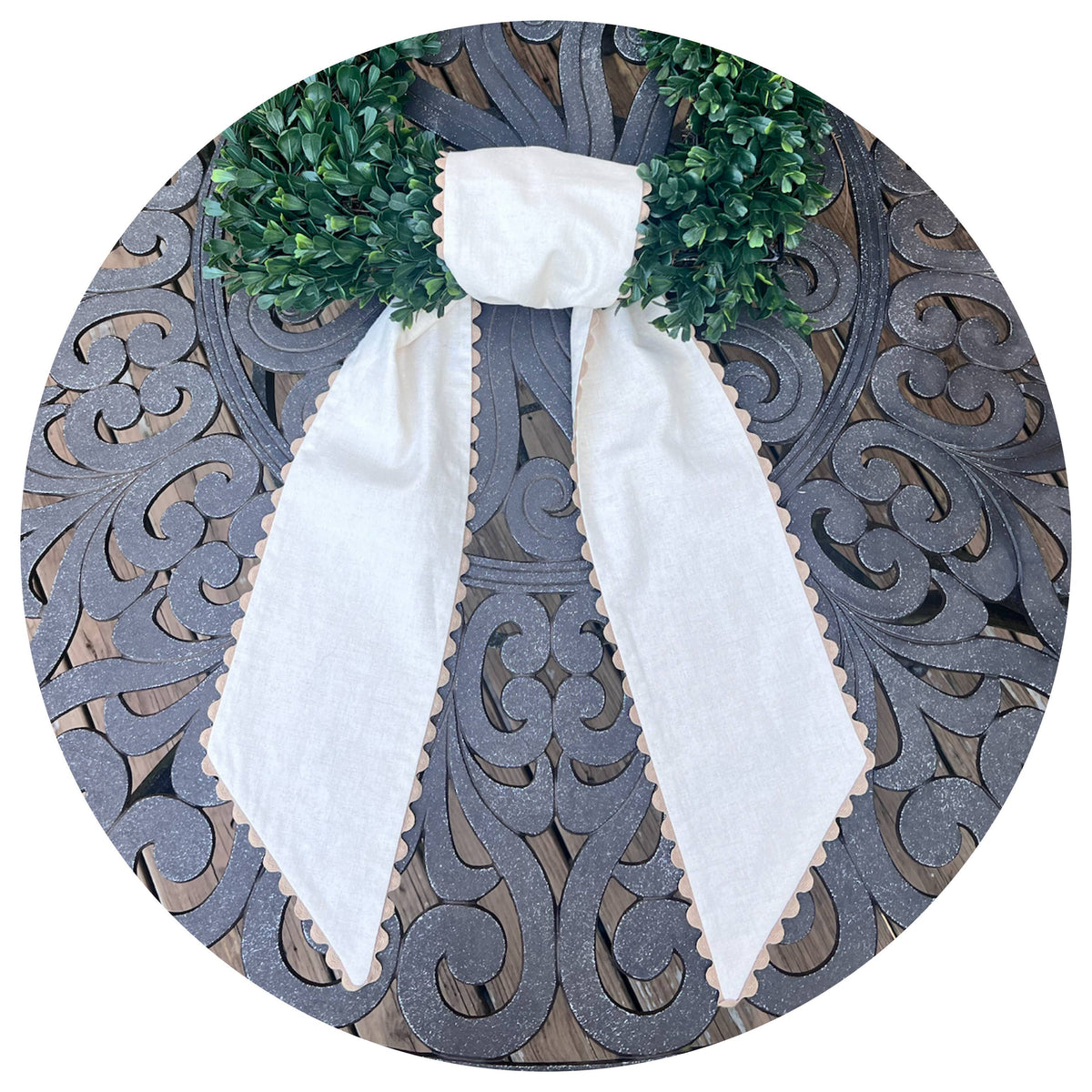 Custom Linen Sashes with Trim 