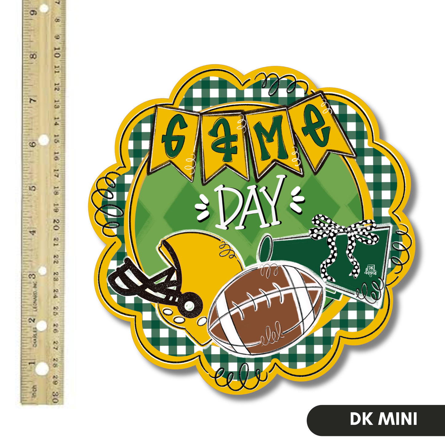 Green and Yellow Gold Game Day Scallop Mini