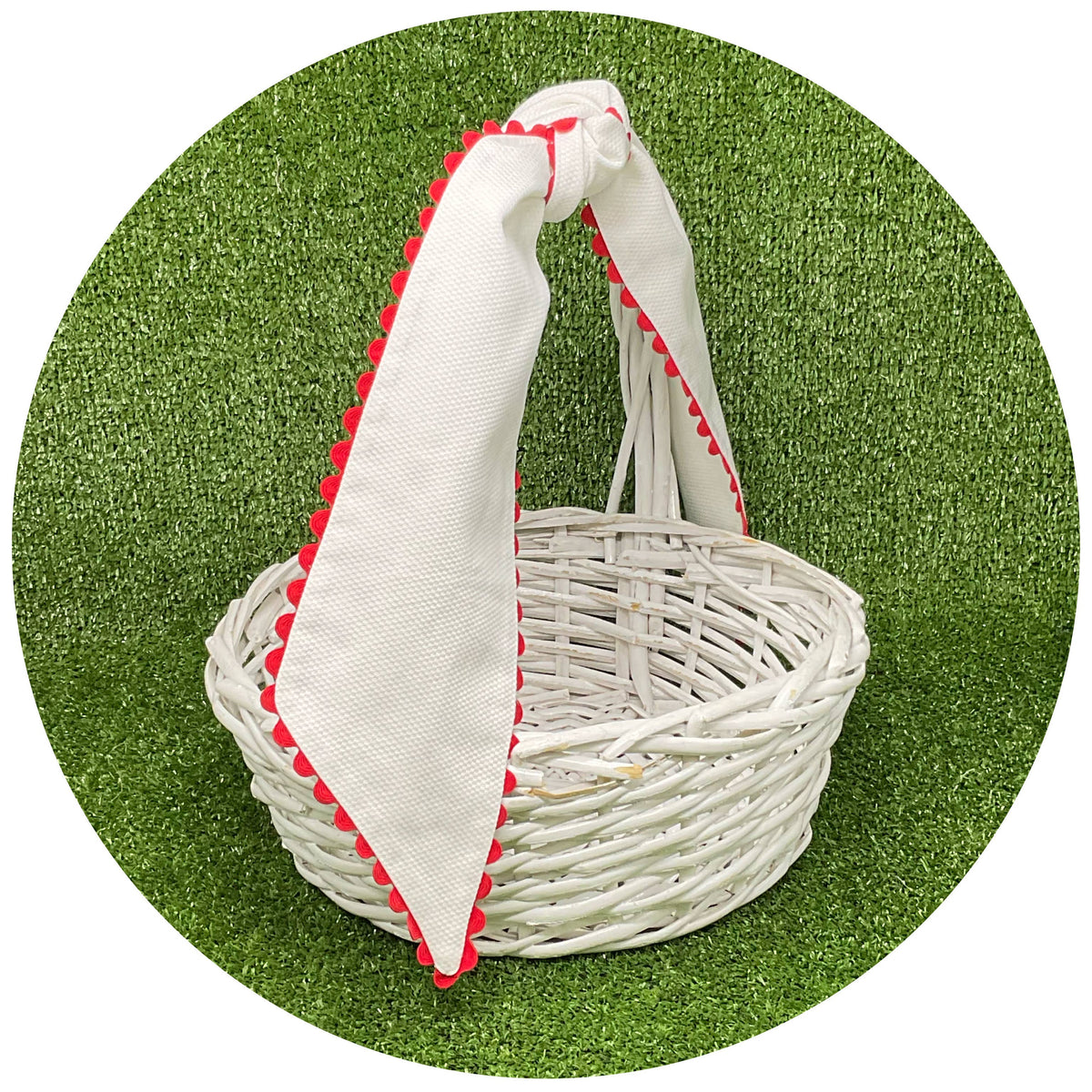 White Cotton Pique Sash with Trim