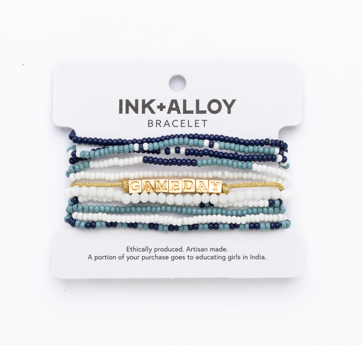 Bracelet Stack Game Day Light Blue + White + Navy Wholesale