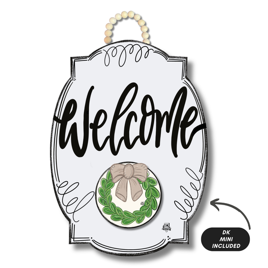 DK White Bloom "Welcome" Hanger + Mini