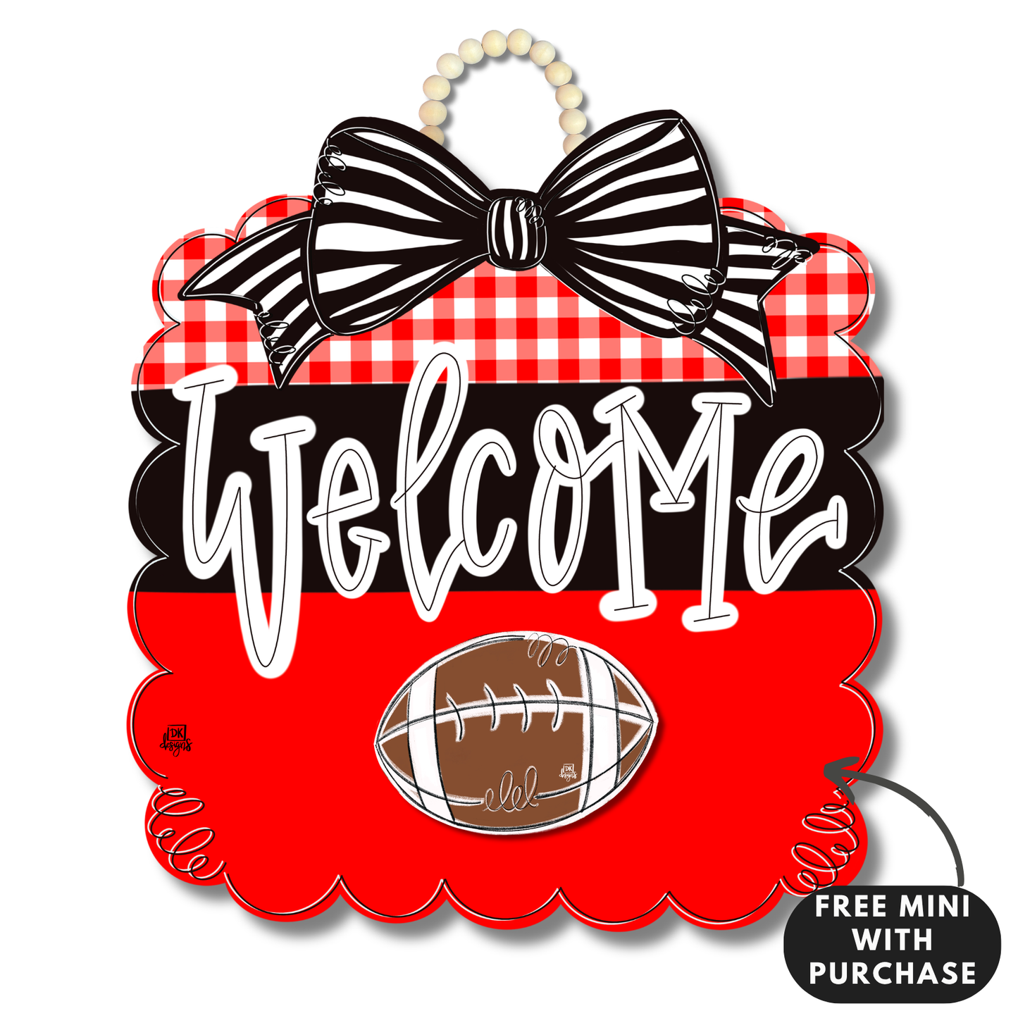 Red and Black Football Scallop w / mini