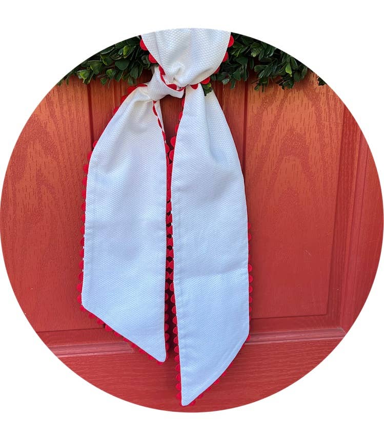 White Cotton Pique Sash with Trim