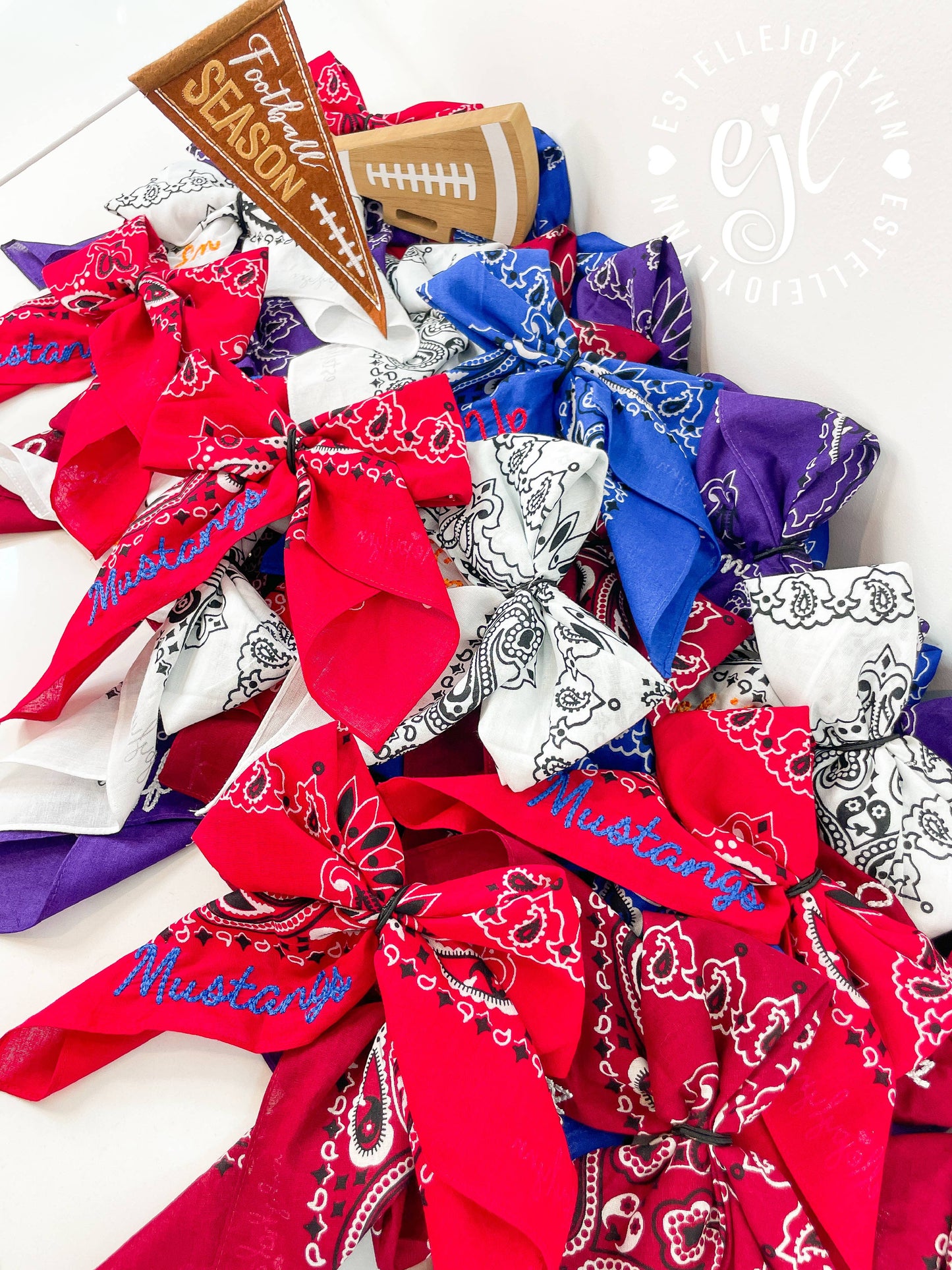 Hair Bandana Bows CUSTOM School Spirit Embroidered