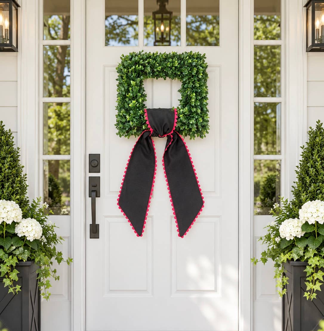 Custom Linen Sashes with Trim 