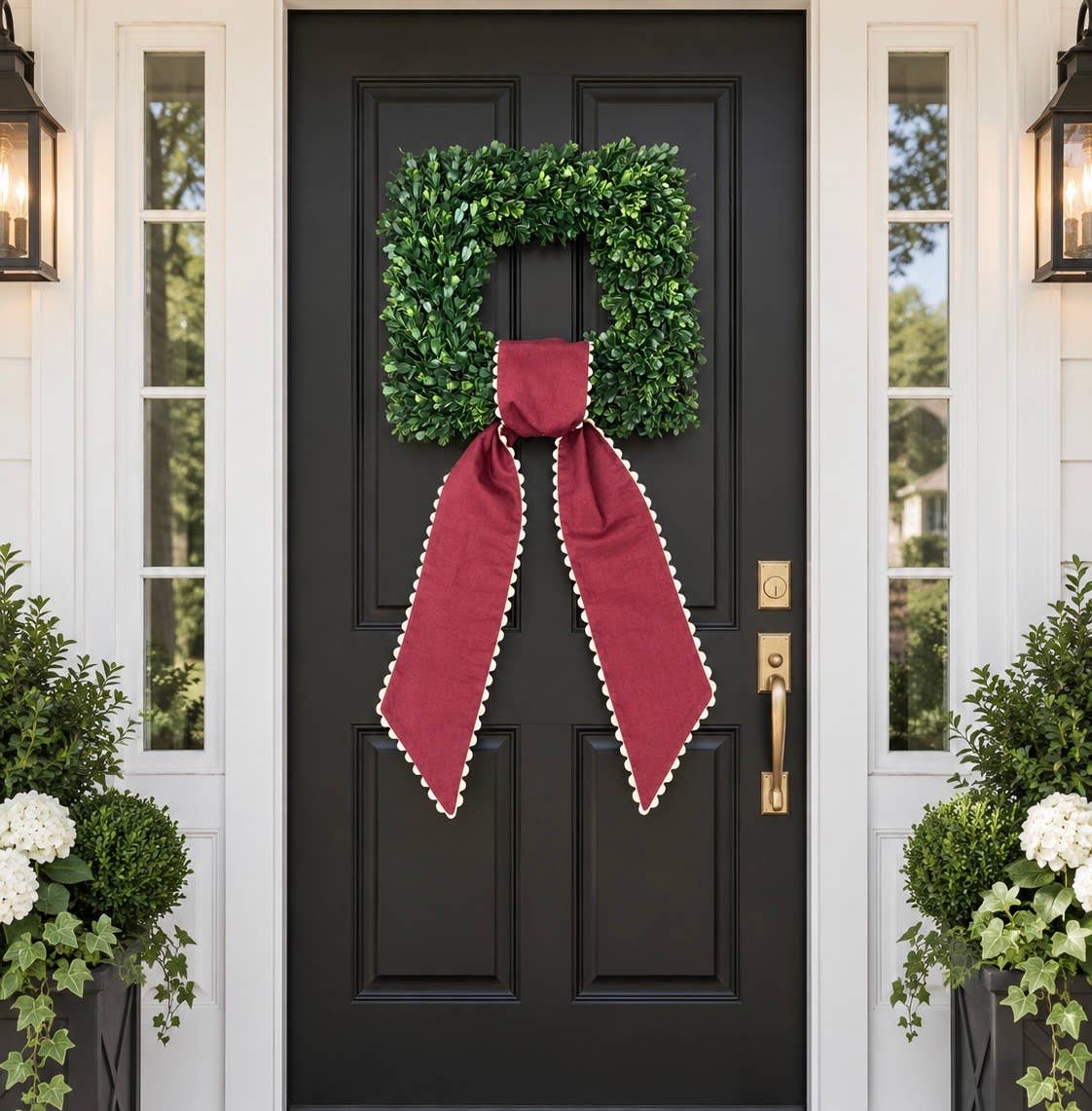 Custom Linen Sashes with Trim 