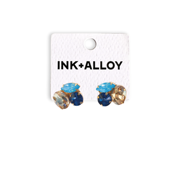 Bailey Mixed Post Earrings Blue Wholesale