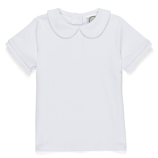 Boy's Short Sleeve Peter Pan Collar Shirt - White