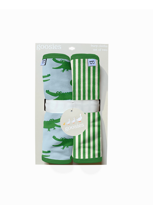 Burp Cloth Set - Blue Alligators