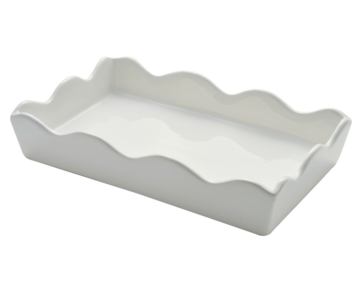 Ceramic Wave Napkin Tray with Guest Towel - Easter Toile