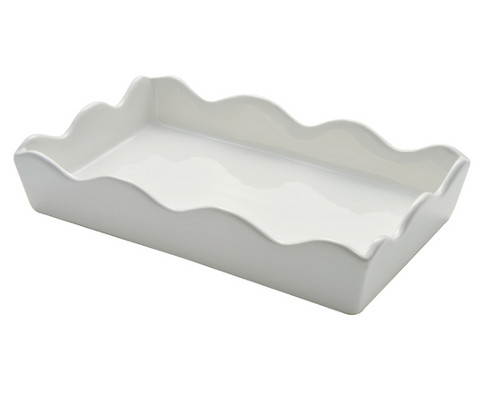 Ceramic Wave Napkin Tray with Guest Towel - Easter Toile