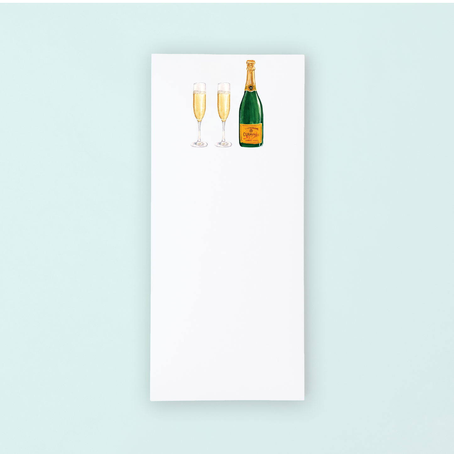 Champagne Bottle and glasses List Pad