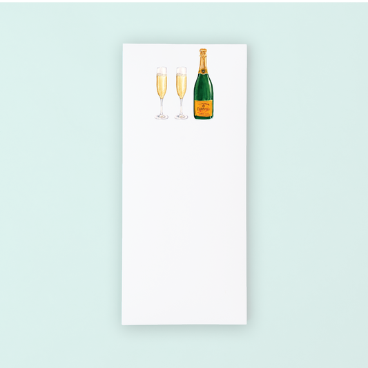 Champagne Bottle and glasses List Pad