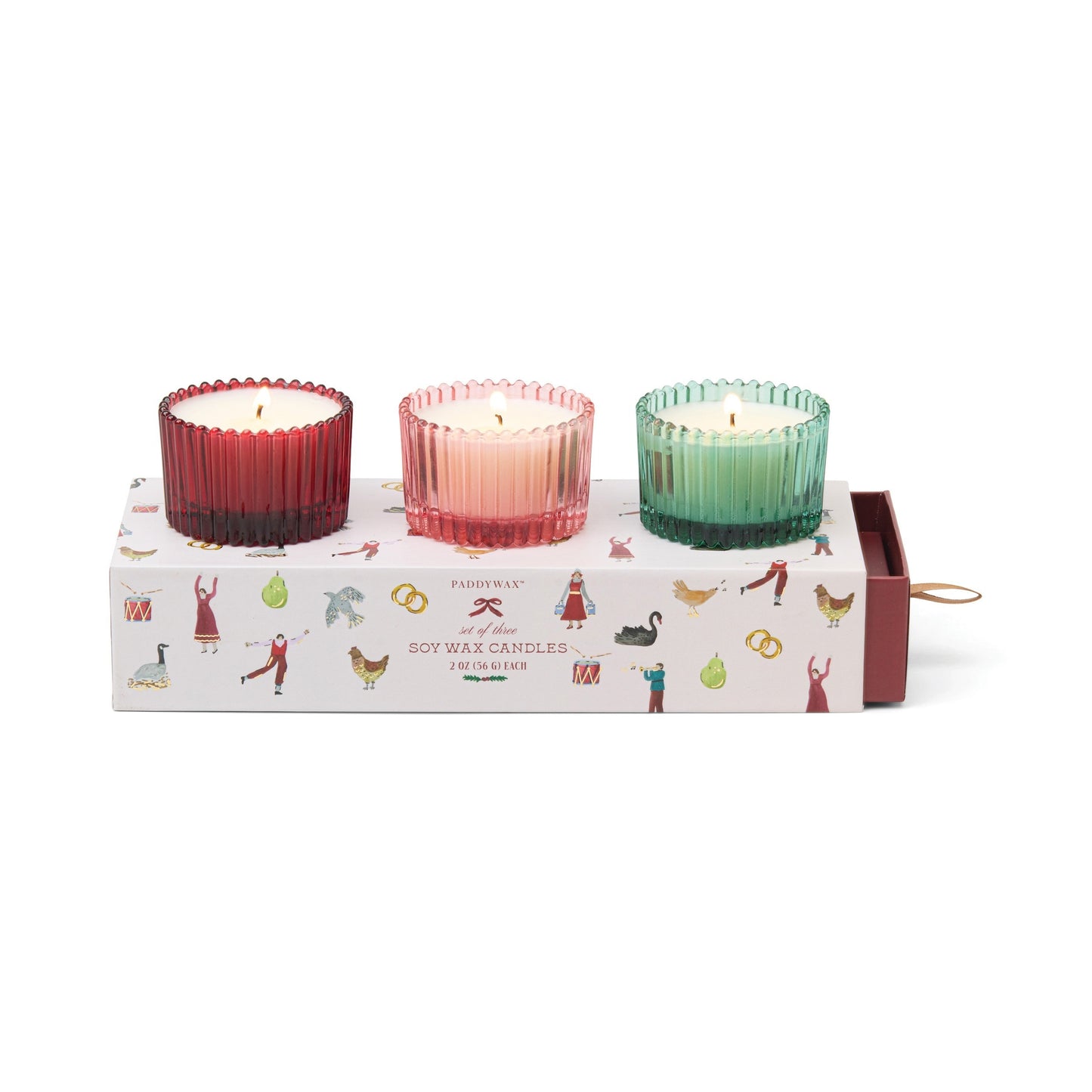 HOLIDAY RIBBED MERCURY GLASS BOXED GIFT SET OF 3 FRAGRENCES