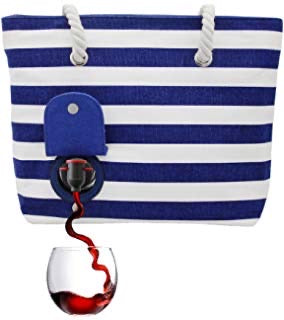 Wine Tote - Navy/White