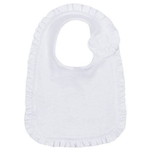 Cotton Ruffle Bib - White