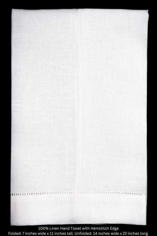 Linen Hemstitch Hand Towel - All White