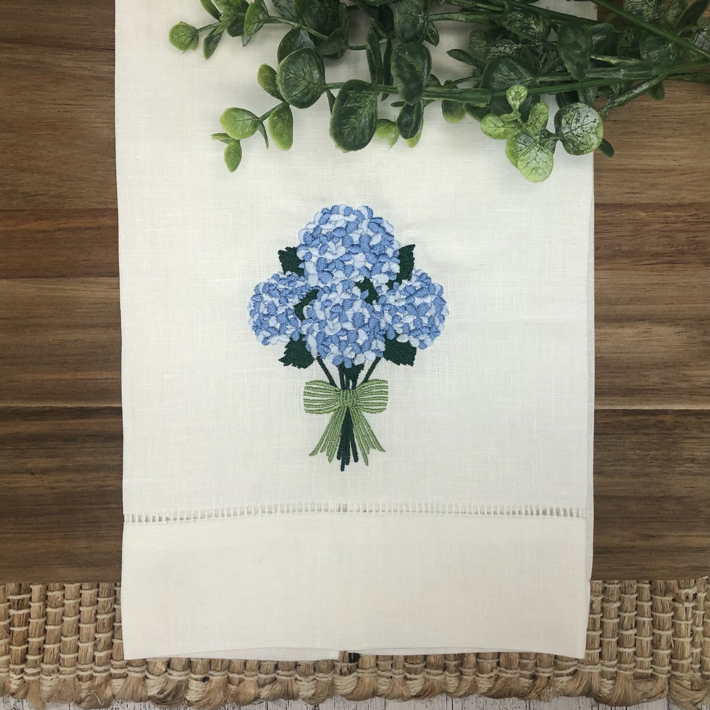Hydrangea Hemstitch Hand Towel